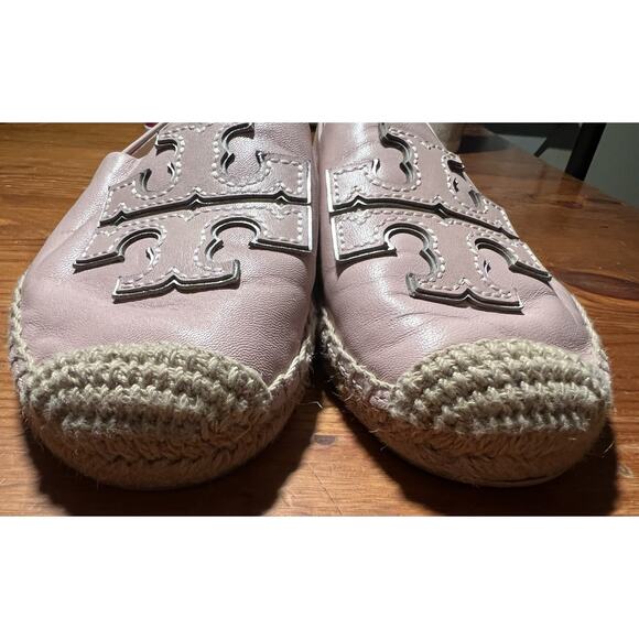 Tory Burch Ines Espadrille Pink Leather Slip On Size 7.5 - Picture 3 of 11